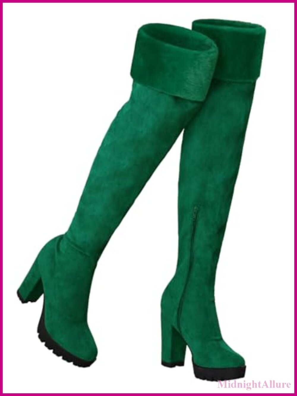 Faux Fur Chunky Heel Platform Over Knee Thigh High Boots